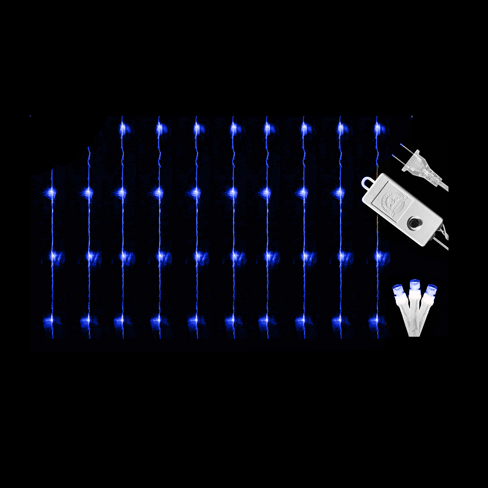 LUCES LED LLUVIA CASCADA SUBE Y BAJA X 900L C/T-AZUL 9X2 MTS (HEMBRA)