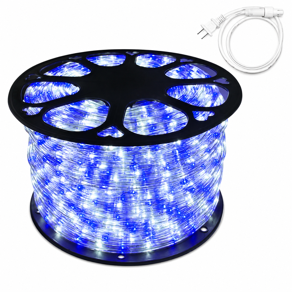 LUCES LED MANGUERA X 100 MTS BLANCO + AZUL  3V 18L CT-2M X 6 CONTROLES