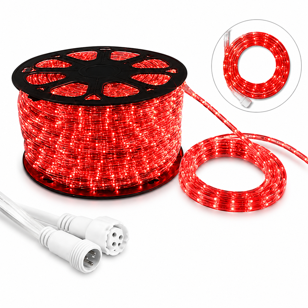 LUCES LED MANGUERA X 100 MTS ROJO 3V 32L CT-1M X 6 CONTROLES