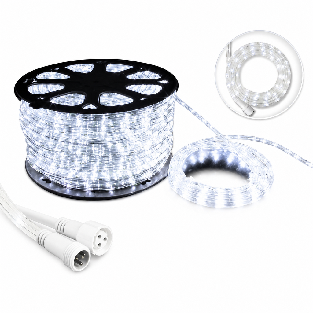LUCES LED MANGUERA X 100 MTS BLANCA 2V 32L CORTE .50 CMS X 5 CABLES DE PODER