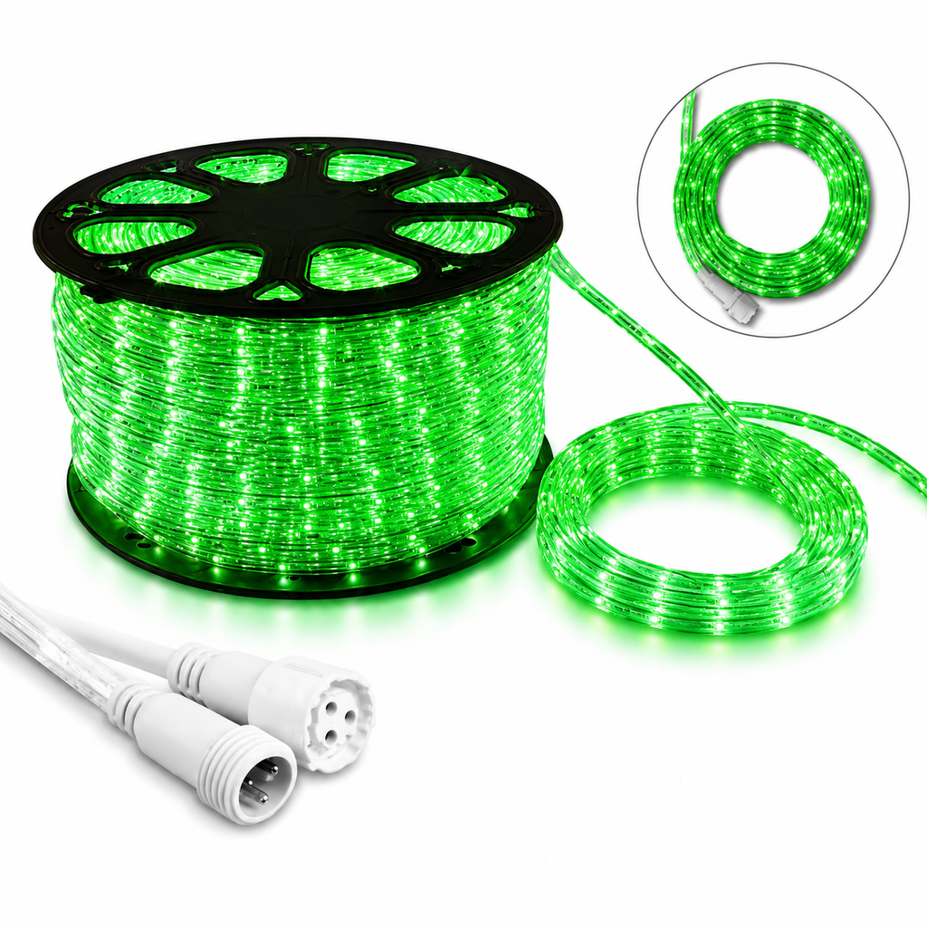 LUCES LED MANGUERA X 100 MTRS VERDE 2V 32L CORTE .50 CMS X 5 CABLES DE PODER
