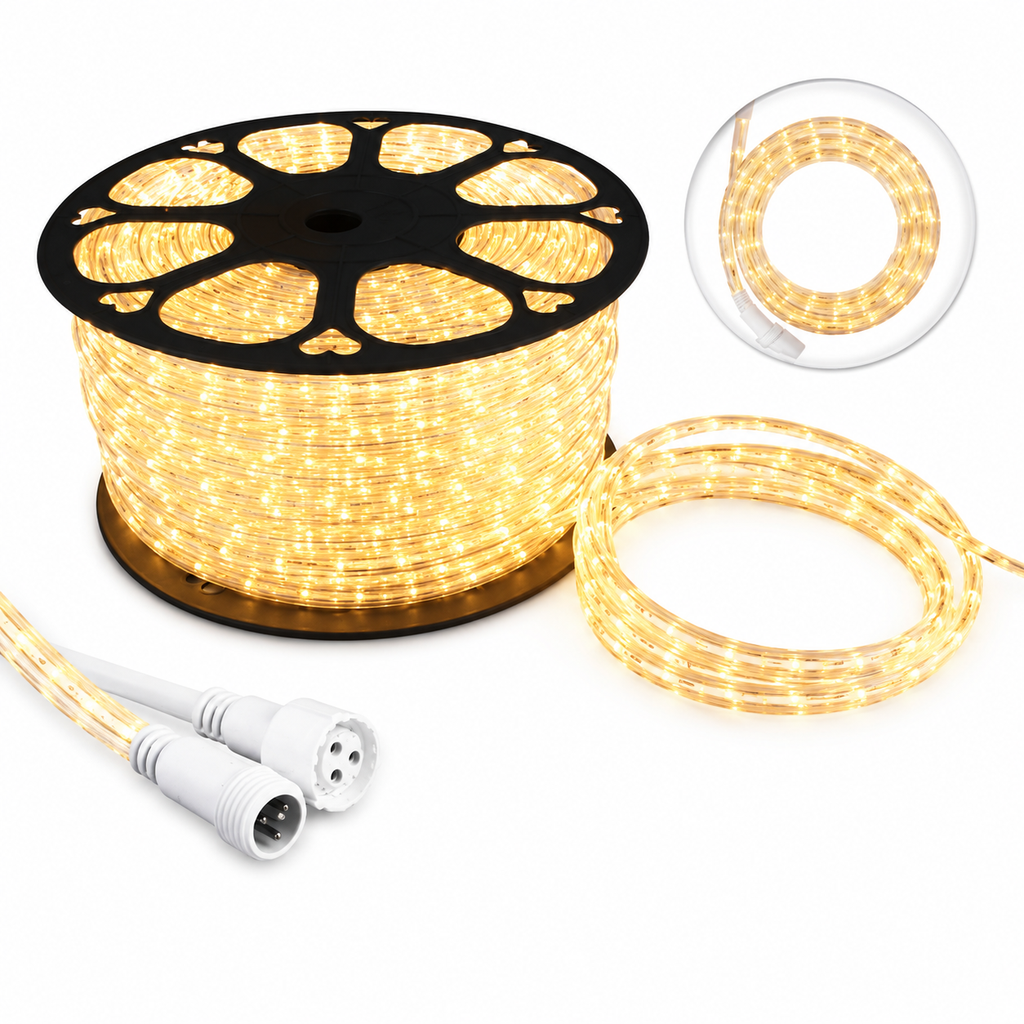 LUCES LED MANGUERA X 100 MTS CALIDA 2V 32L CON FLASHER CORTE 50 CMS X 5 CABLES DE PODER