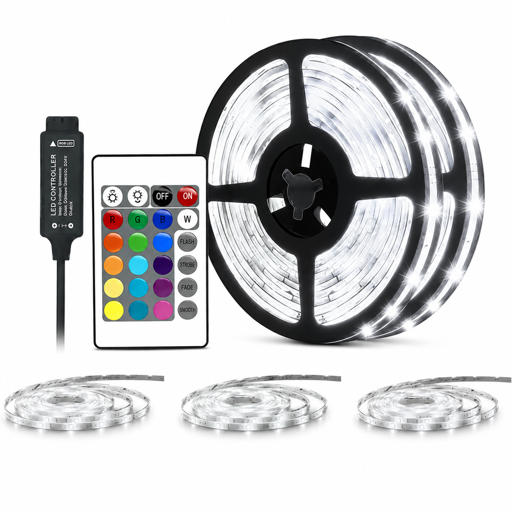 LUCES LED CINTA  X 5 MTS RGB 54L CON CONTROL