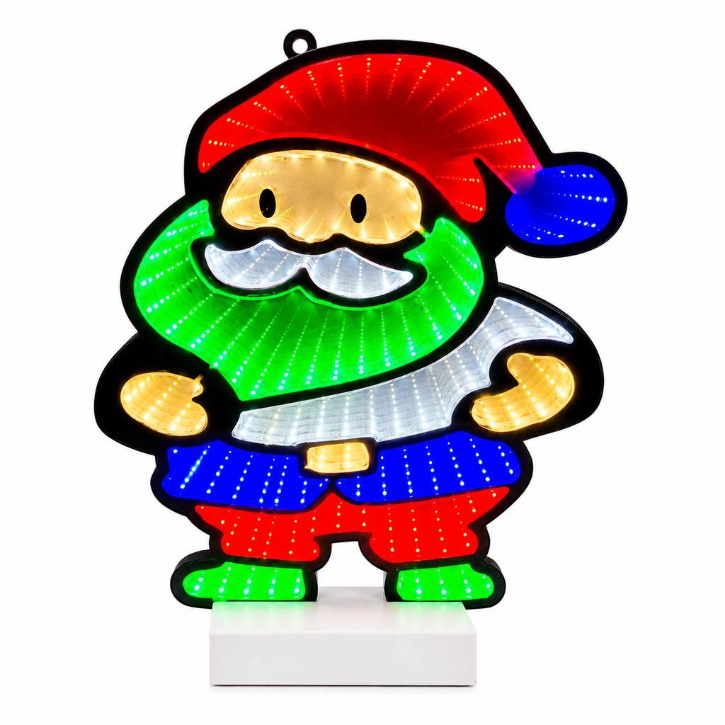 LUCES LED FIGURA 3D LENTE PAPA NOEL MULTICOLOR