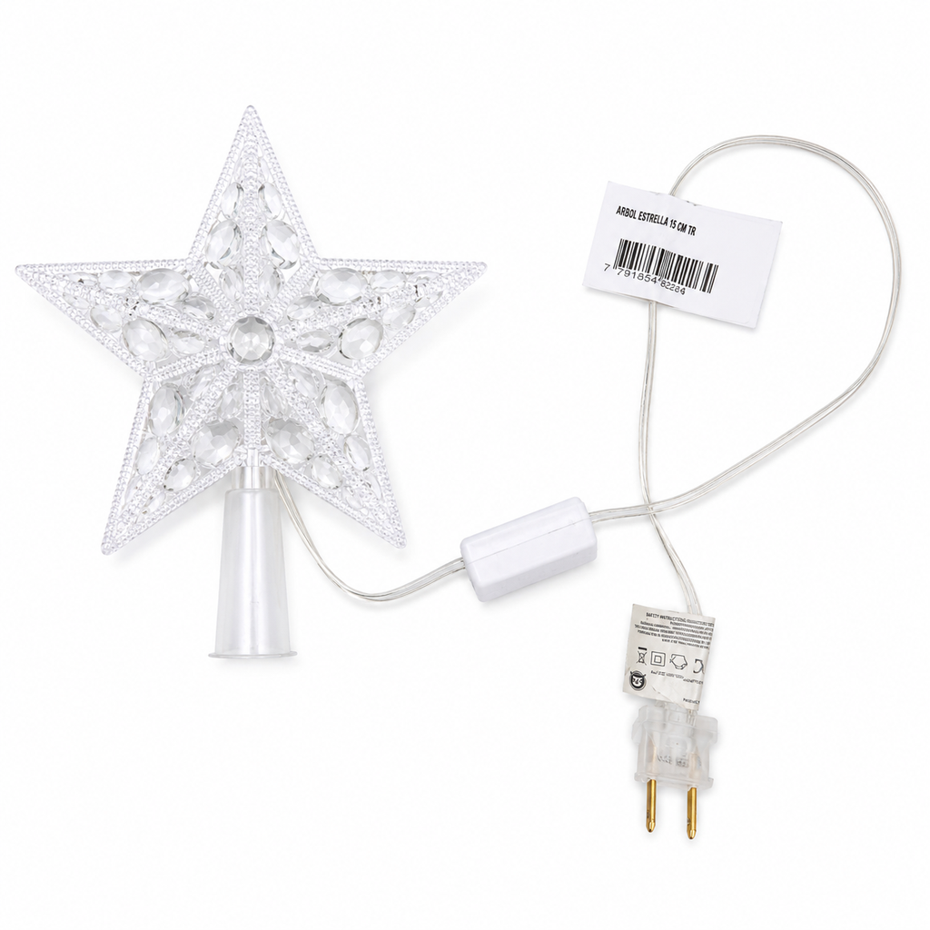 LUCES ESTRELLA PUNTA ARBOL BLANCO 20 CM 30L