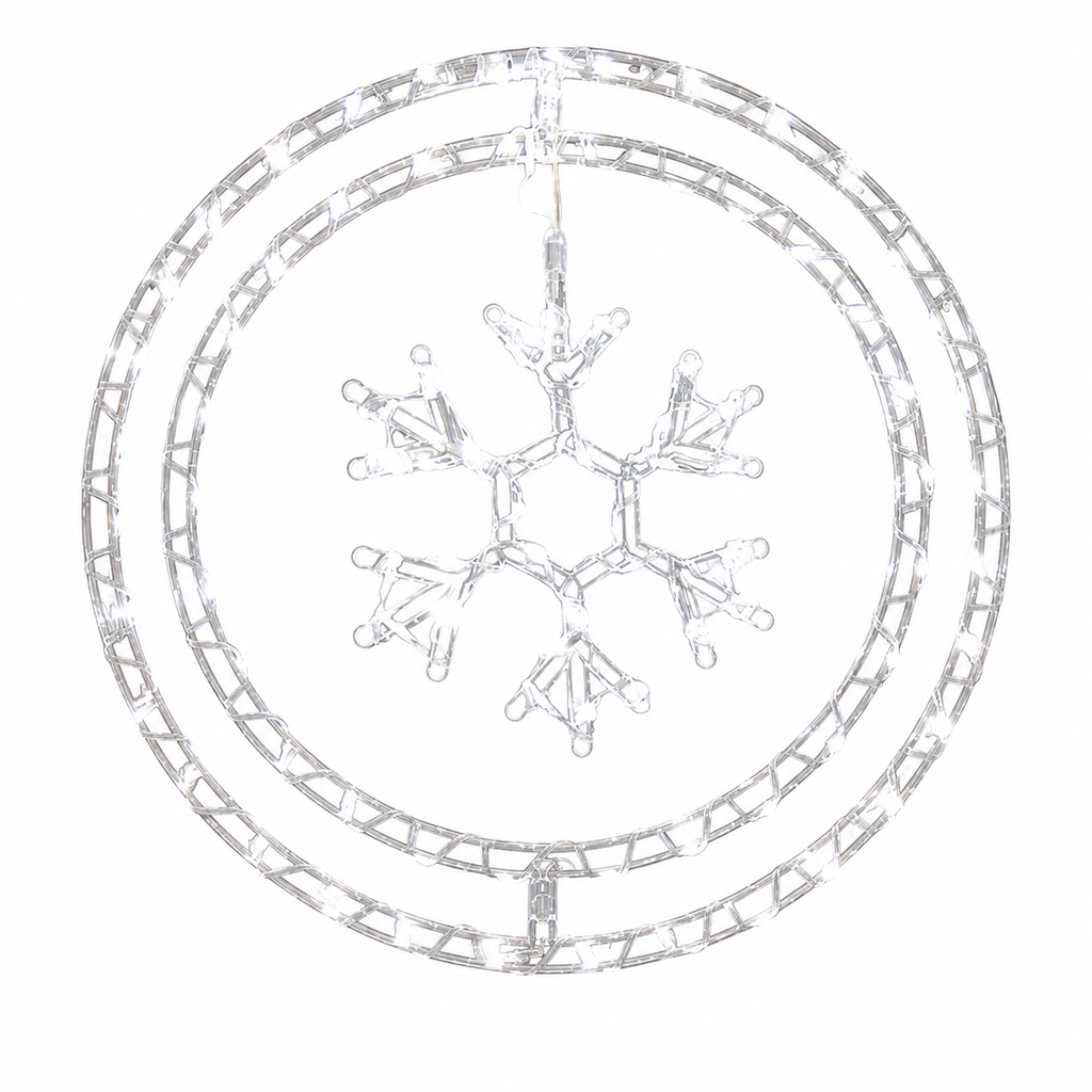 LUCES LED FIGURA DOBLE CIRCULO ESTRELLA ALAMBRE COBRE X 75L CALIDO