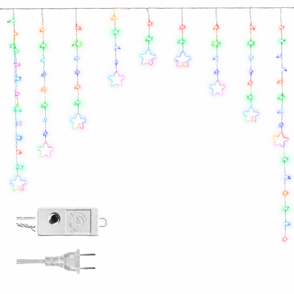 LUCES LED CORTINA DE LA PUERTA CON ESTRELLA X 136L C/T-BLANCO 3 MTS (HEMBRA)