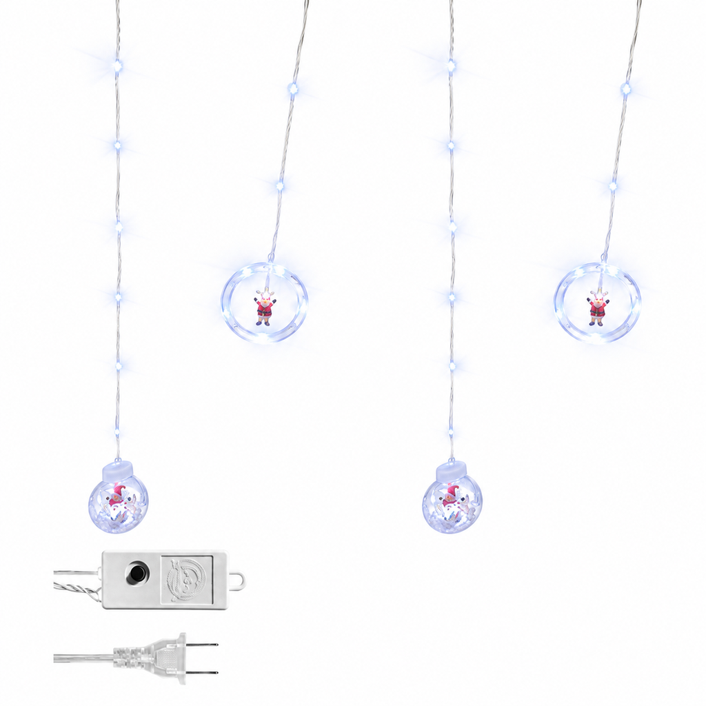 LUCES LED CORTINA PUNTA 5 ANILLO - 5 BOLA X 95L C/T-MULTICOLOR 3X0.80 MTS CONTINUIDAD