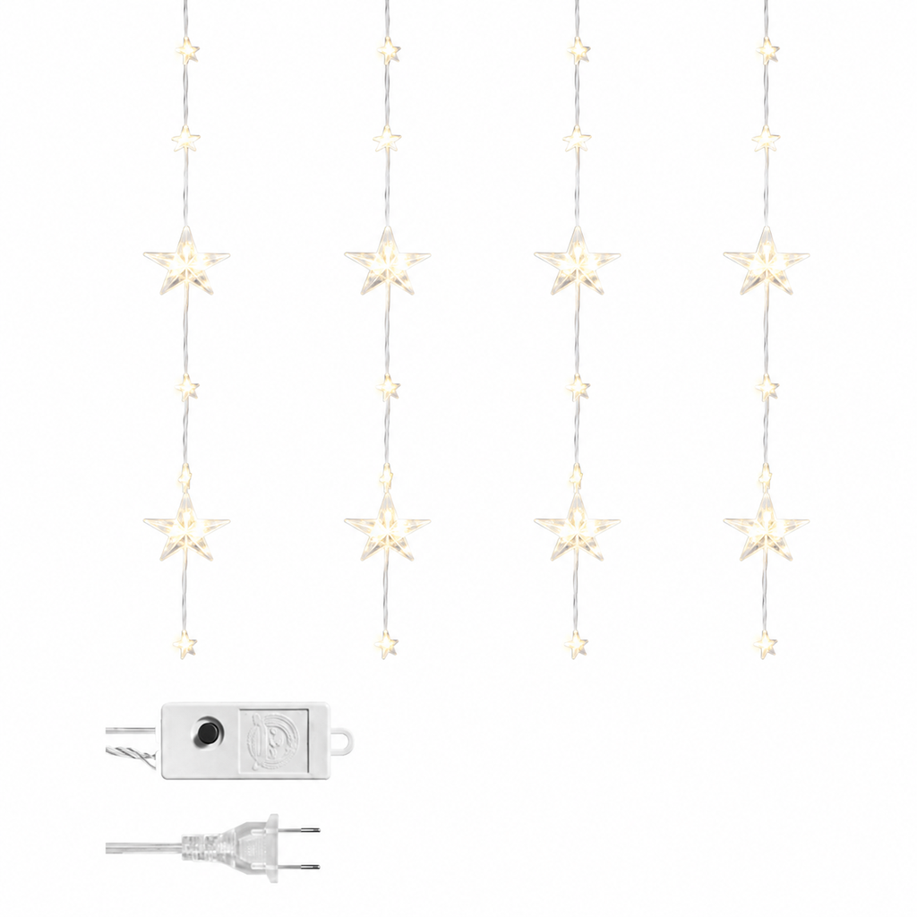 LUCES LED CASCADAS CON ESTRELLAS X 280L C/T-CALIDO 3X2 MTS CON CONTINUIDAD