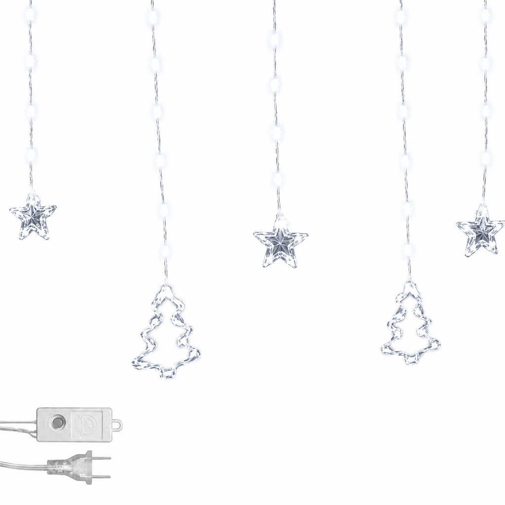 LUCES LED CORTINA PUNTA 5 ESTRELLA - 5 ARBOL X 110L C/T-CALIDA 3X0.80 MTS CONTINUIDAD