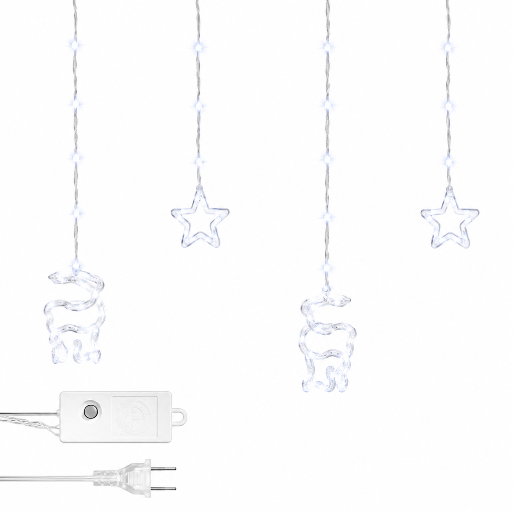 LUCES LED CORTINA PUNTA 5 ESTRELLA - 5 VENADO X 110L C/T AZUL 3X0.80 MTS CONTINUIDAD