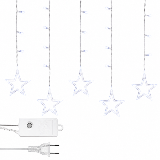 [L2096] LUCES LED CORTINA PUNTA ESTRELLA X 276L 8F C/T-BLANCA 6X0.60 MTS (HEMBRA)