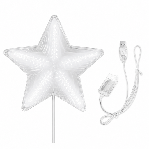 [L2291] LUCES FIGURA PASTA ESTRELLA COMPUTARIZADA BLANCA 50 CM 50L