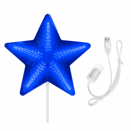 [L2293] LUCES FIGURA PASTA ESTRELLA COMPUTARIZADA AZUL 50 CM 50L