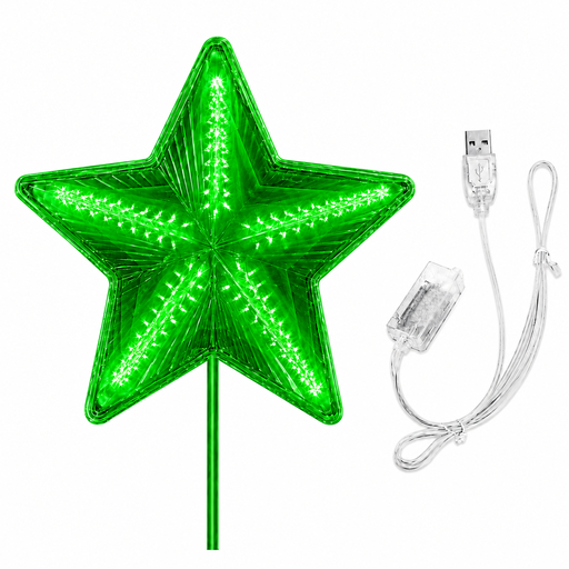 [L2294] LUCES FIGURA PASTA ESTRELLA COMPUTARIZADA VERDE 50 CM 50L