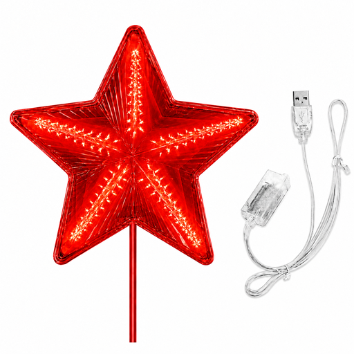 [L2295] LUCES FIGURA PASTA ESTRELLA COMPUTARIZADA ROJA 50 CM 50L