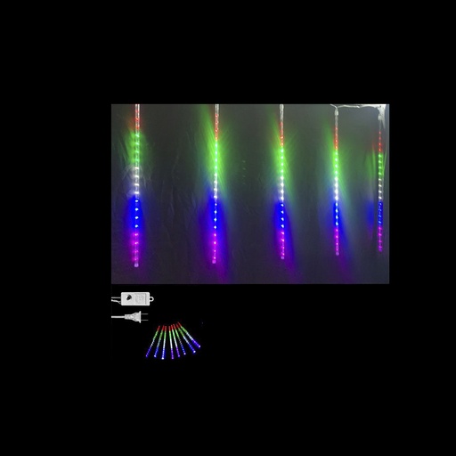 [L2308] LUCES LED X 8 TUBO HIELO METEORITO DIGITAL 50 CMS MULTICOLOR (ANCHO 3MTS) (HEMBRA)