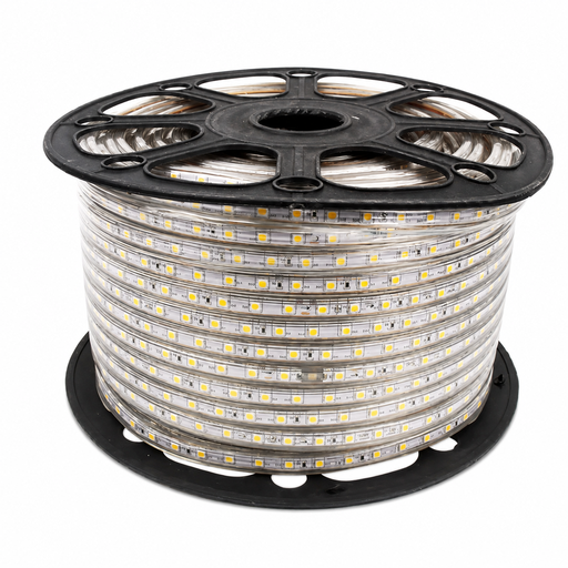 [L2430] LUCES LED CINTA X 100 MTS CALIDA 120L CON 10 CABLES DE PODER