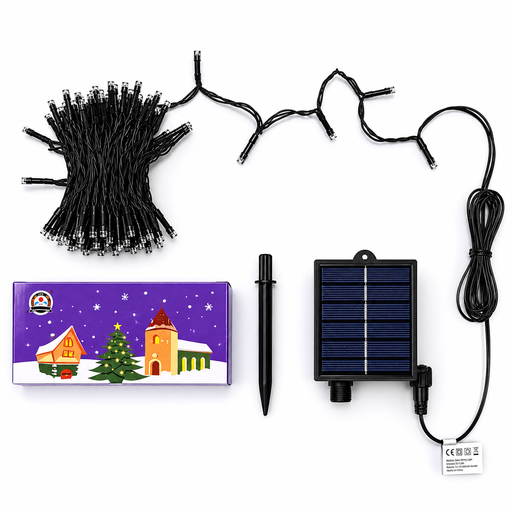 [L1542A] LUCES LED LINEAL CON BATERIA DE ENERGIA SOLAR X 100L AZUL 10 MTRS
