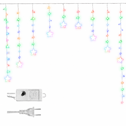 [L1631] LUCES LED CORTINA DE LA PUERTA CON ESTRELLA X 136L C/T-BLANCO 3 MTS (HEMBRA)