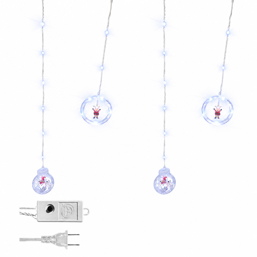 [L1651A] LUCES LED CORTINA PUNTA 5 ANILLO - 5 BOLA X 95L C/T-BLANCO 3X0.80 MTS CONTINUIDAD