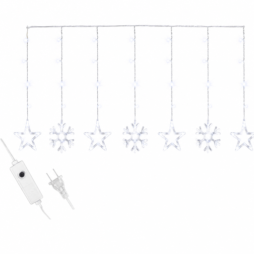 [L1731] LUCES LED CORTINA PUNTA 5 ESTRELLA - 5 NIEVE X 125L C/T-CALIDA 3X0.80 MTS CONTINUIDAD
